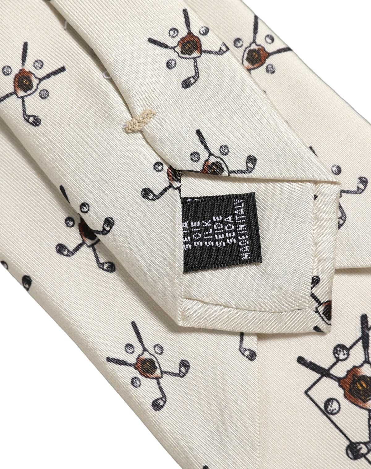 Dolce & Gabbana Off White Printed Silk Adjustable Necktie Accessory  Tie