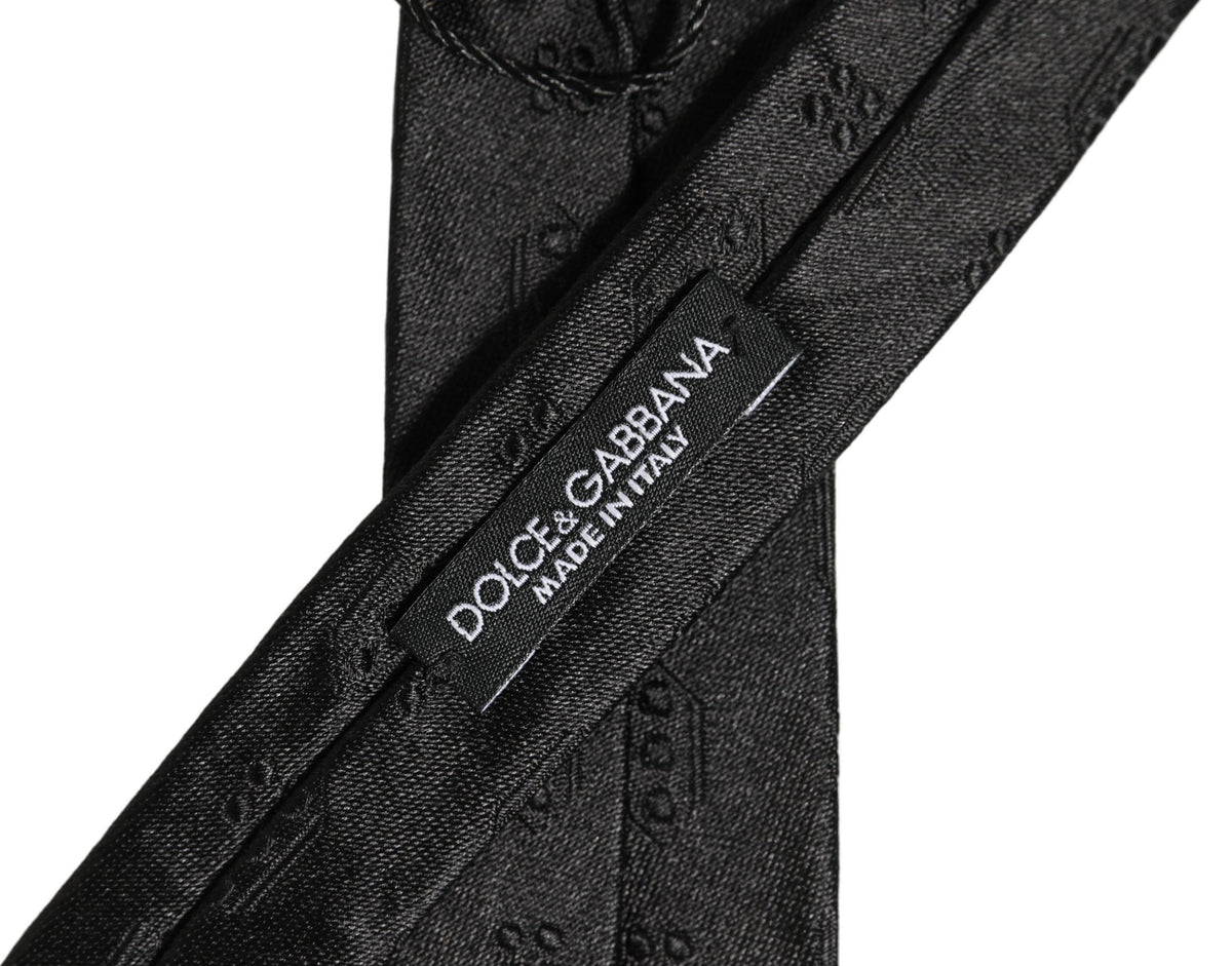 Dolce & Gabbana Black Silk Jacquard Adjustable Men Necktie Accessory Tie