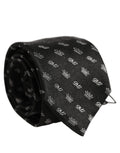 Dolce & Gabbana Black White DG Crown Adjustable Men Necktie Accessory Tie