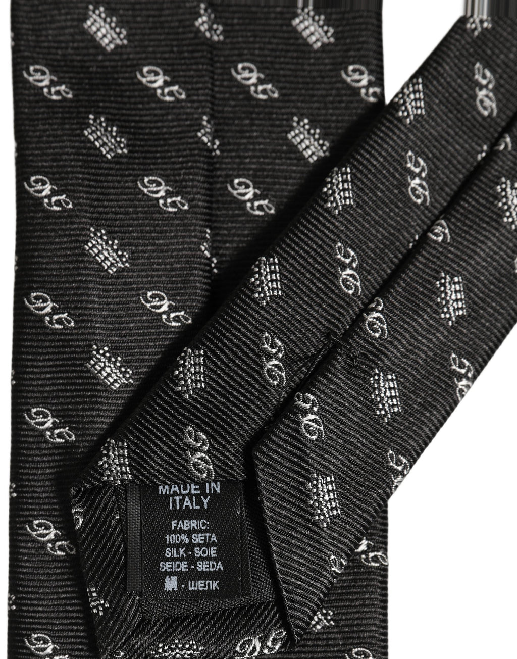 Dolce & Gabbana Black White DG Crown Adjustable Men Necktie Accessory Tie