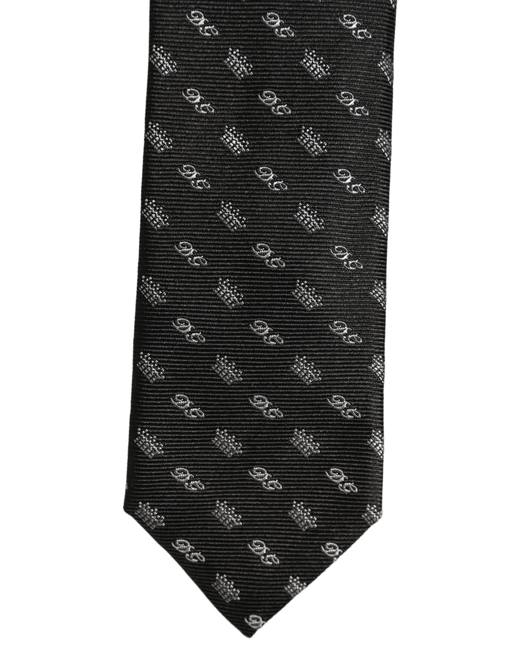 Dolce & Gabbana Black White DG Crown Adjustable Men Necktie Accessory Tie