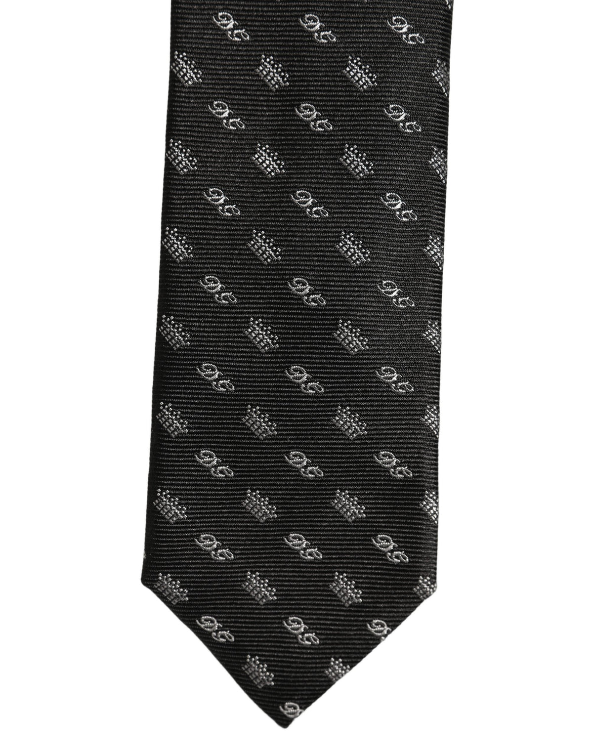 Dolce & Gabbana Black White DG Crown Adjustable Men Necktie Accessory Tie