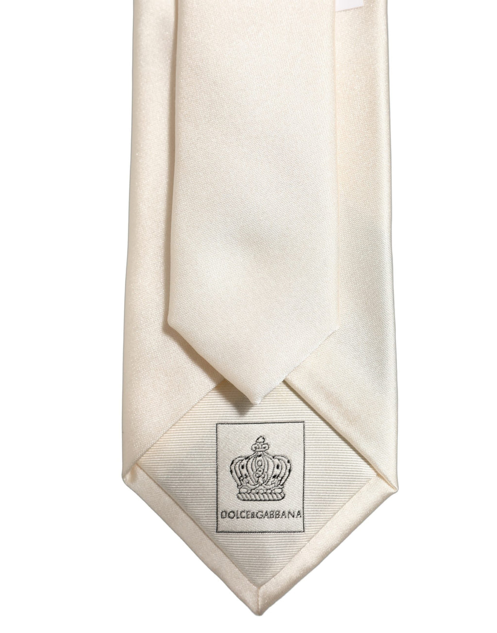 Dolce & Gabbana Cream Satin 100% Silk Adjustable Tied Men Necktie Tie