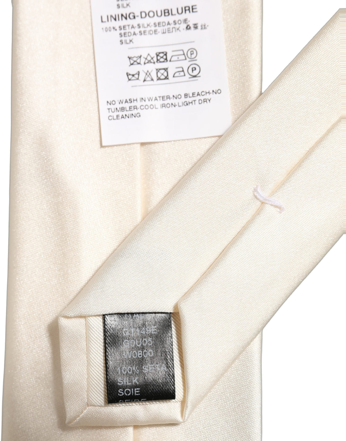 Dolce & Gabbana Cream Satin 100% Silk Adjustable Tied Men Necktie Tie