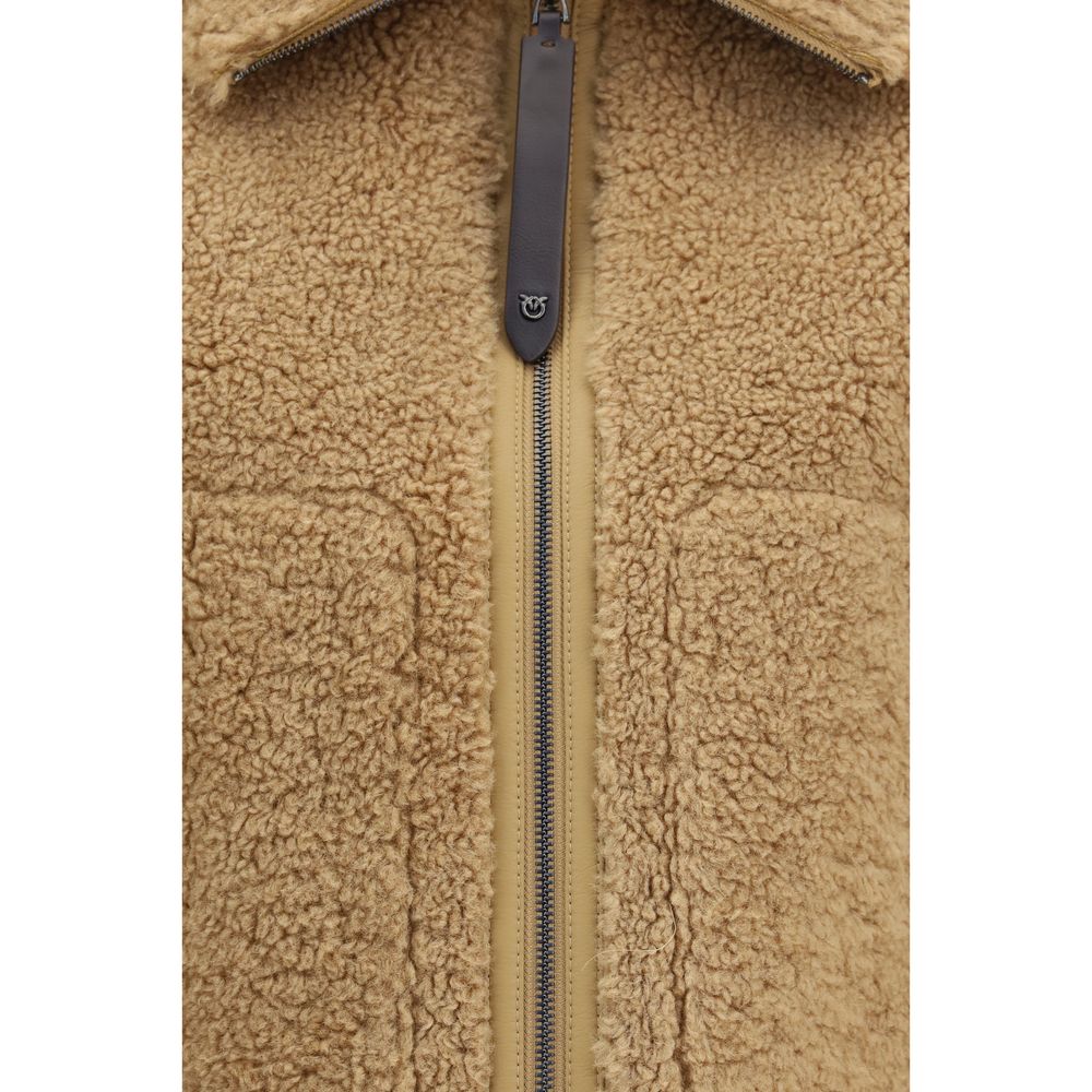 PINKO Beige Polyester Full-Length Jacket