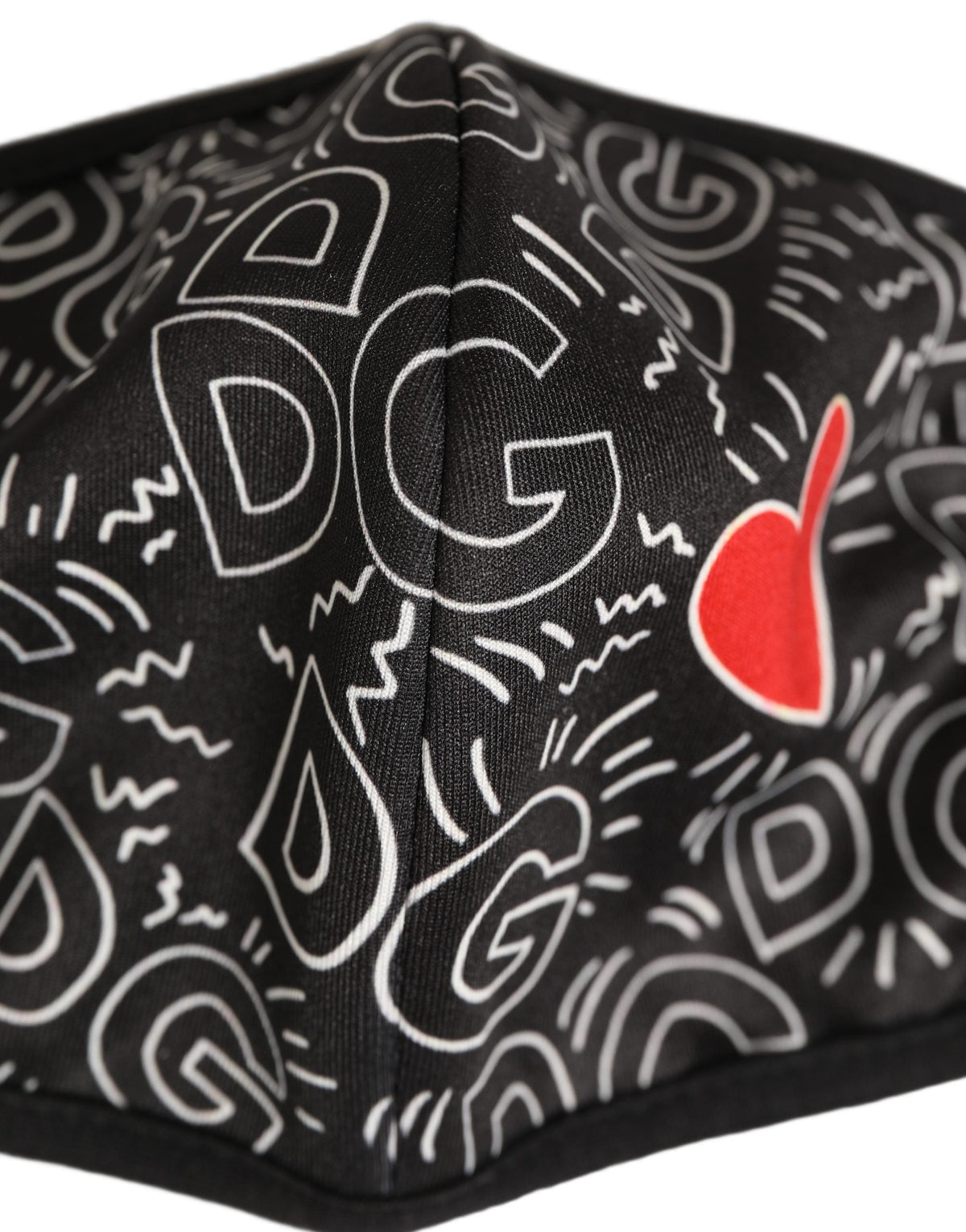 Dolce & Gabbana Black Heart DG Logo Monogram Elastic Ear Strap Face Mask