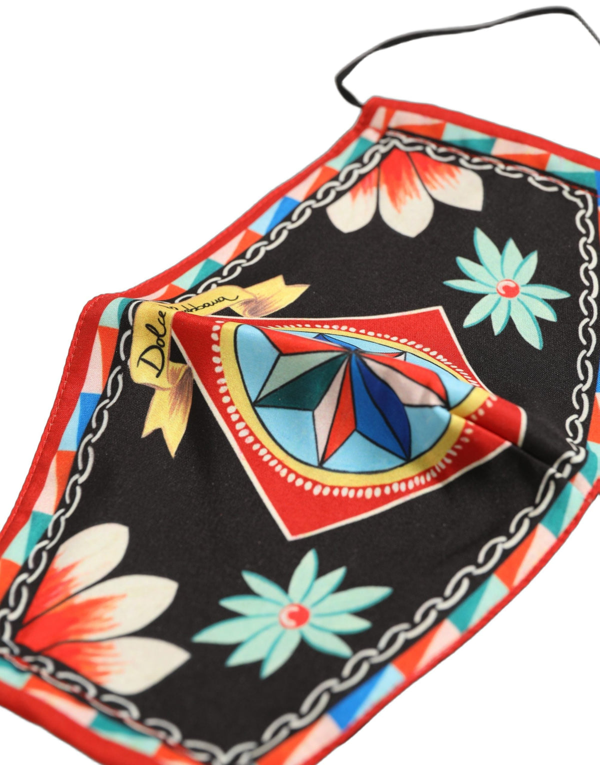 Dolce & Gabbana Men Black Carretto Print Elastic Ear Strap Face Mask