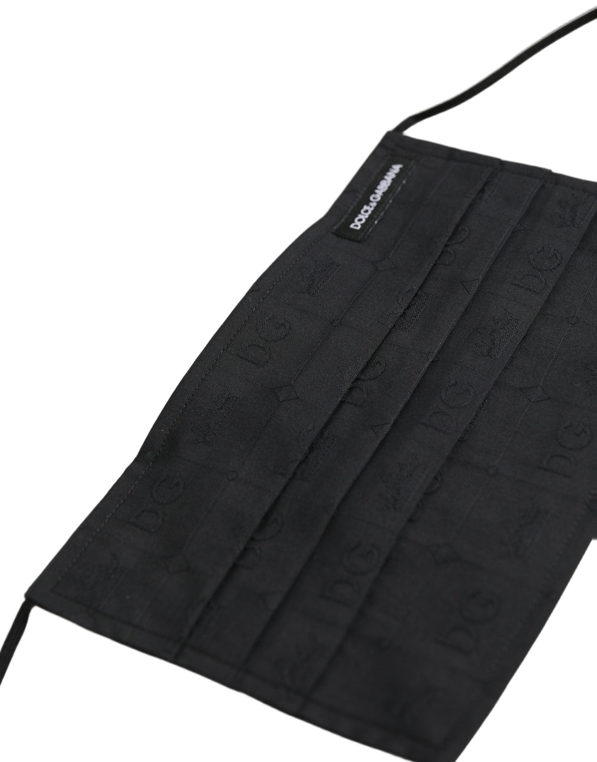 Dolce & Gabbana Black 100% Cotton Pleated Elastic Ear Strap Face Mask