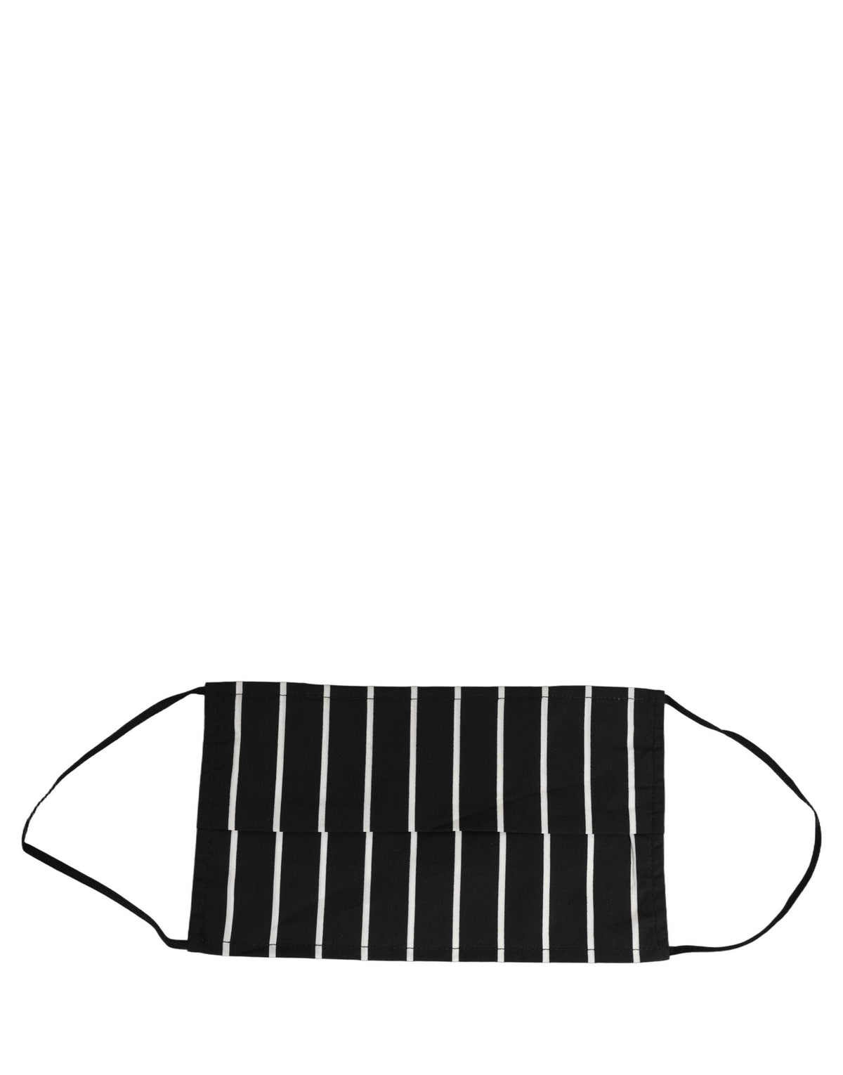 Dolce & Gabbana Black White Pinstripe Pleated Elastic Ear Strap Face Mask