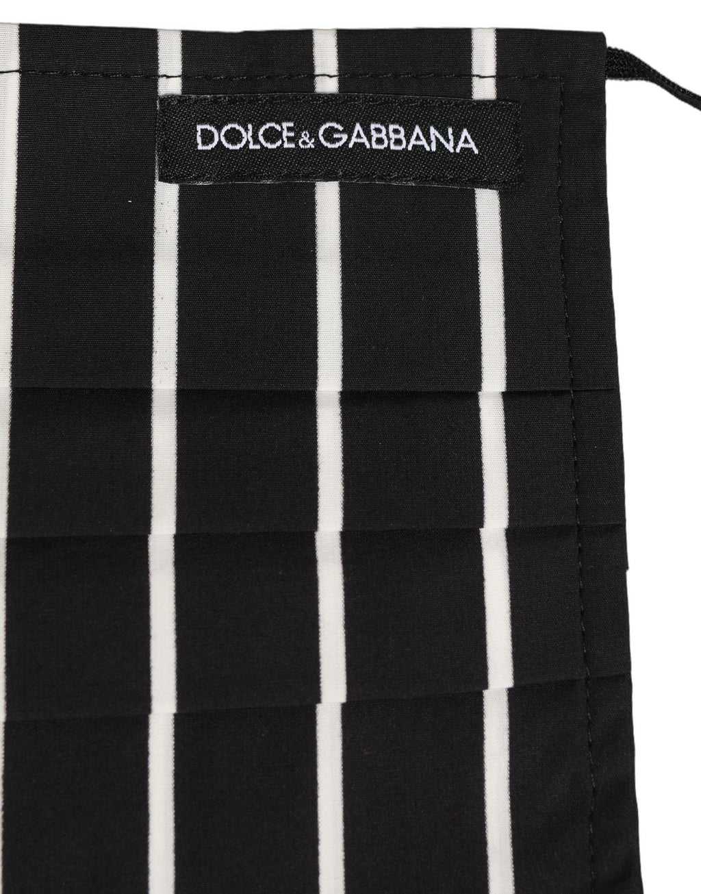Dolce & Gabbana Black White Pinstripe Pleated Elastic Ear Strap Face Mask