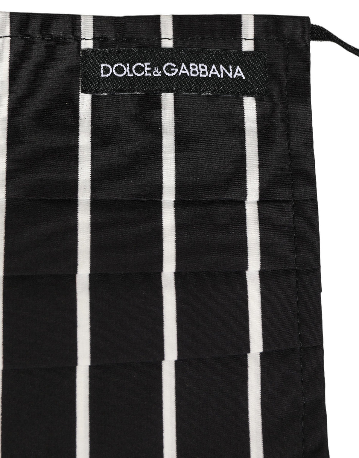 Dolce & Gabbana Black White Pinstripe Pleated Elastic Ear Strap Face Mask
