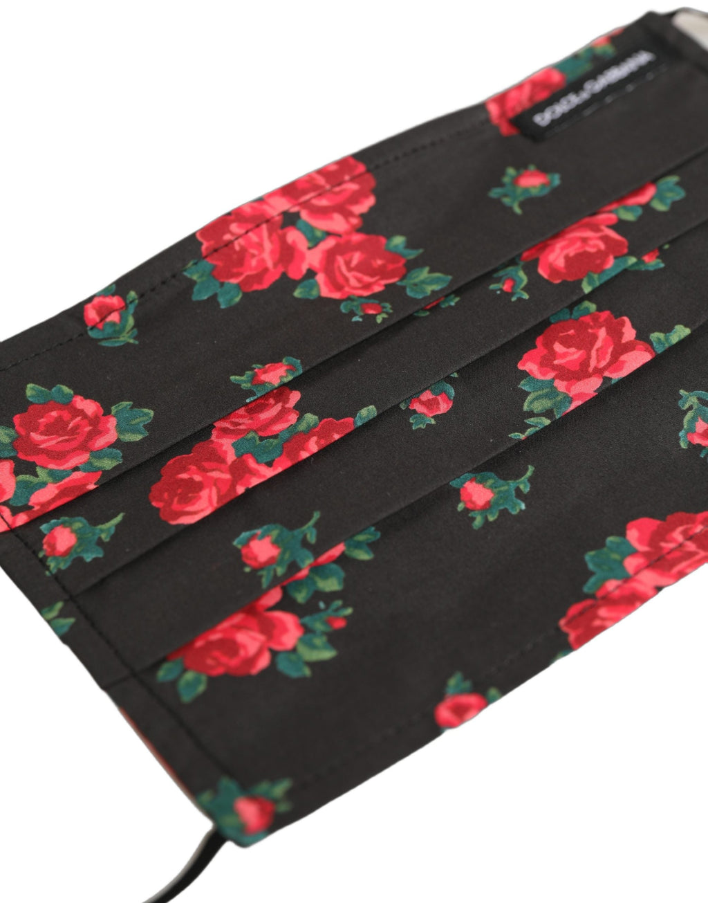 Dolce & Gabbana Black Floral Print Pleated Elastic Ear Strap Face Mask