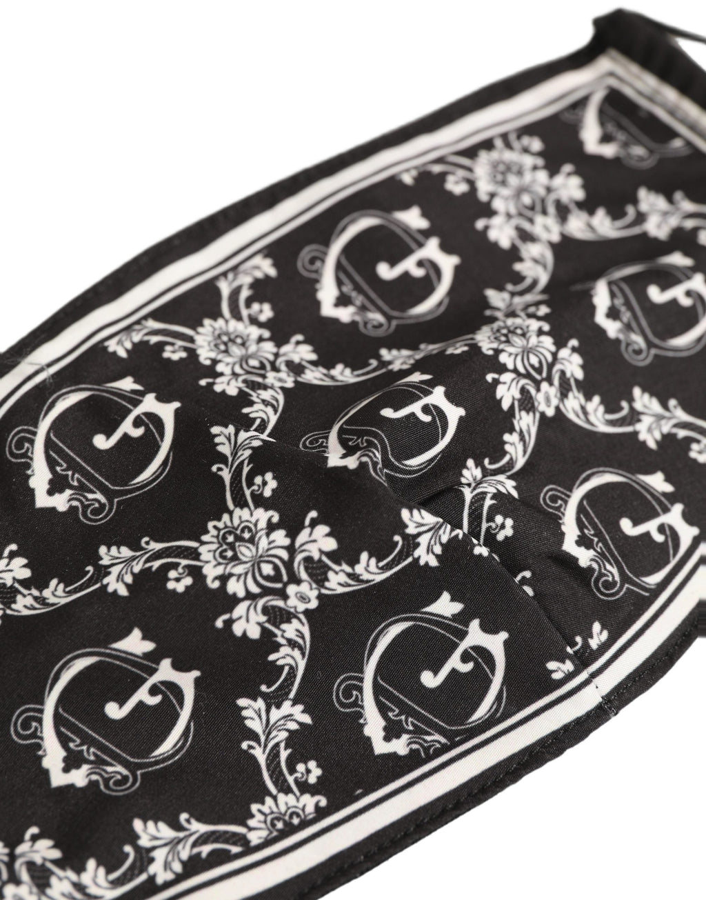 Dolce & Gabbana Black White Logo Baroque Elastic Ear Strap Face Mask
