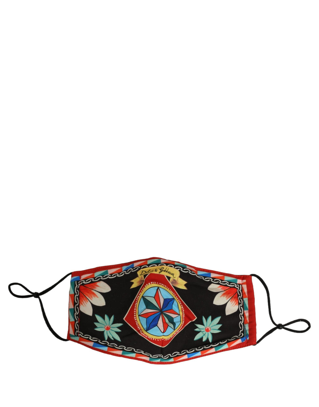 Dolce & Gabbana Men Black Carretto Print Elastic Ear Strap Face Mask