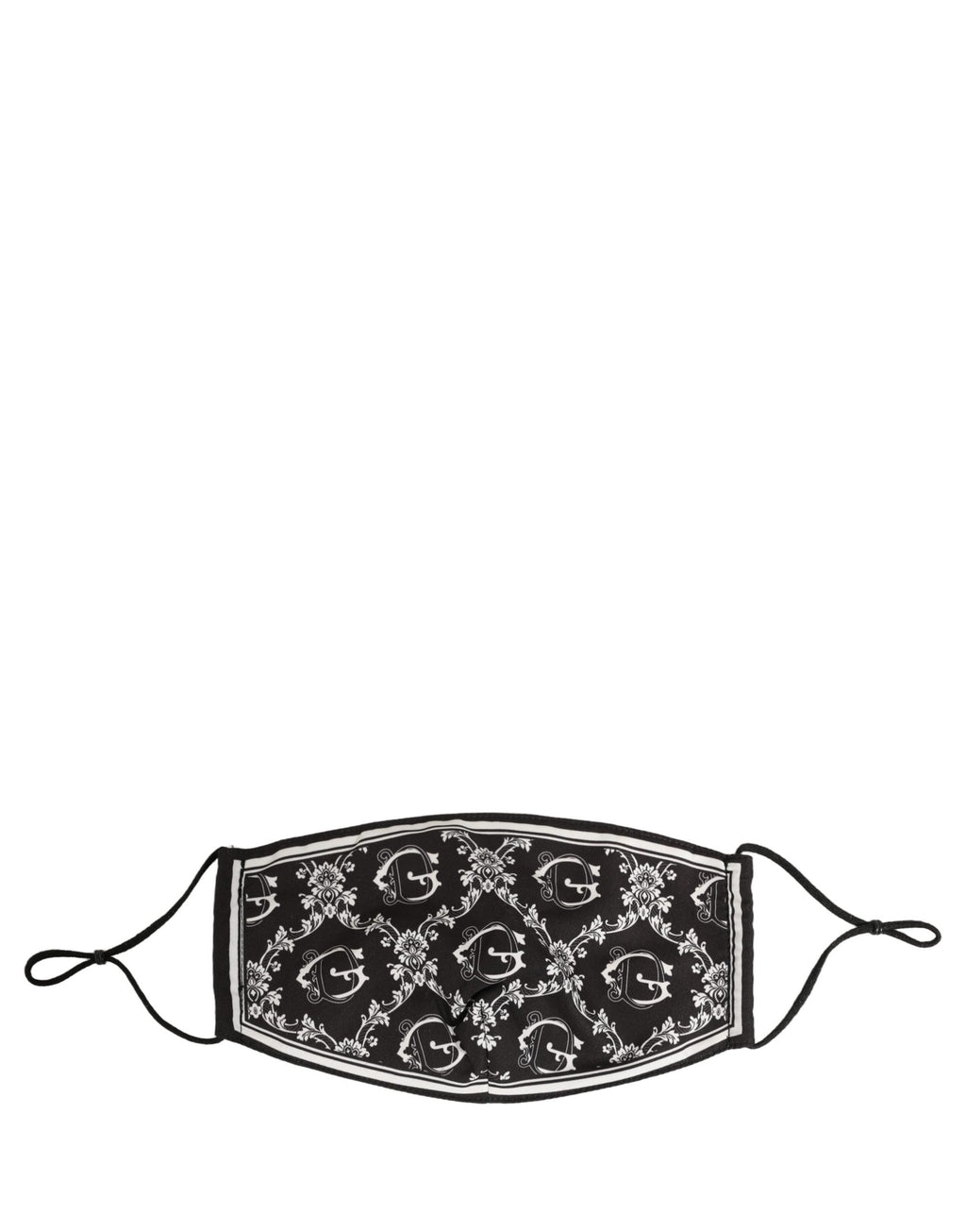 Dolce & Gabbana Black White Logo Baroque Elastic Ear Strap Face Mask