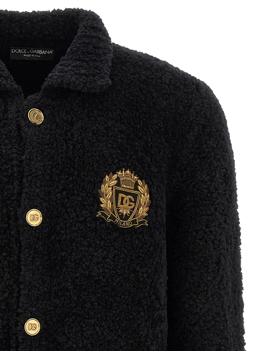 Dolce & Gabbana Black Alpaca Leather Cardigan