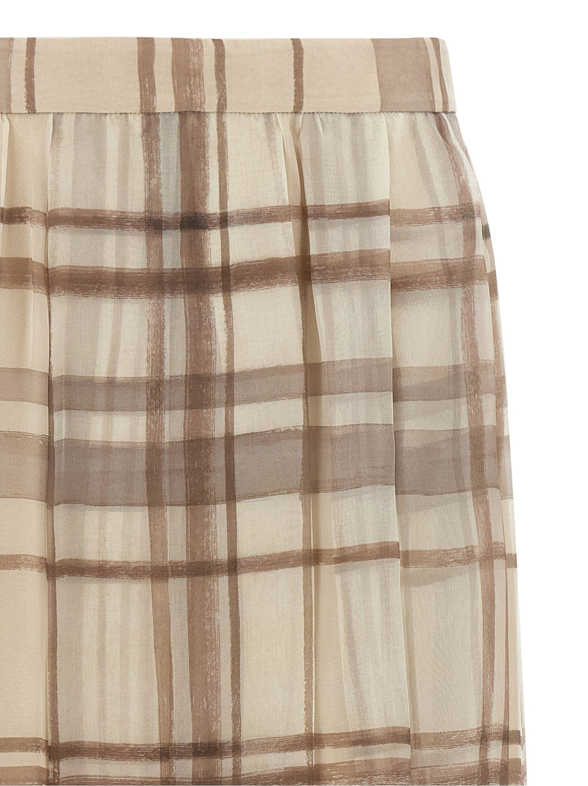Brunello Cucinelli Beige Silk Midi Skirt