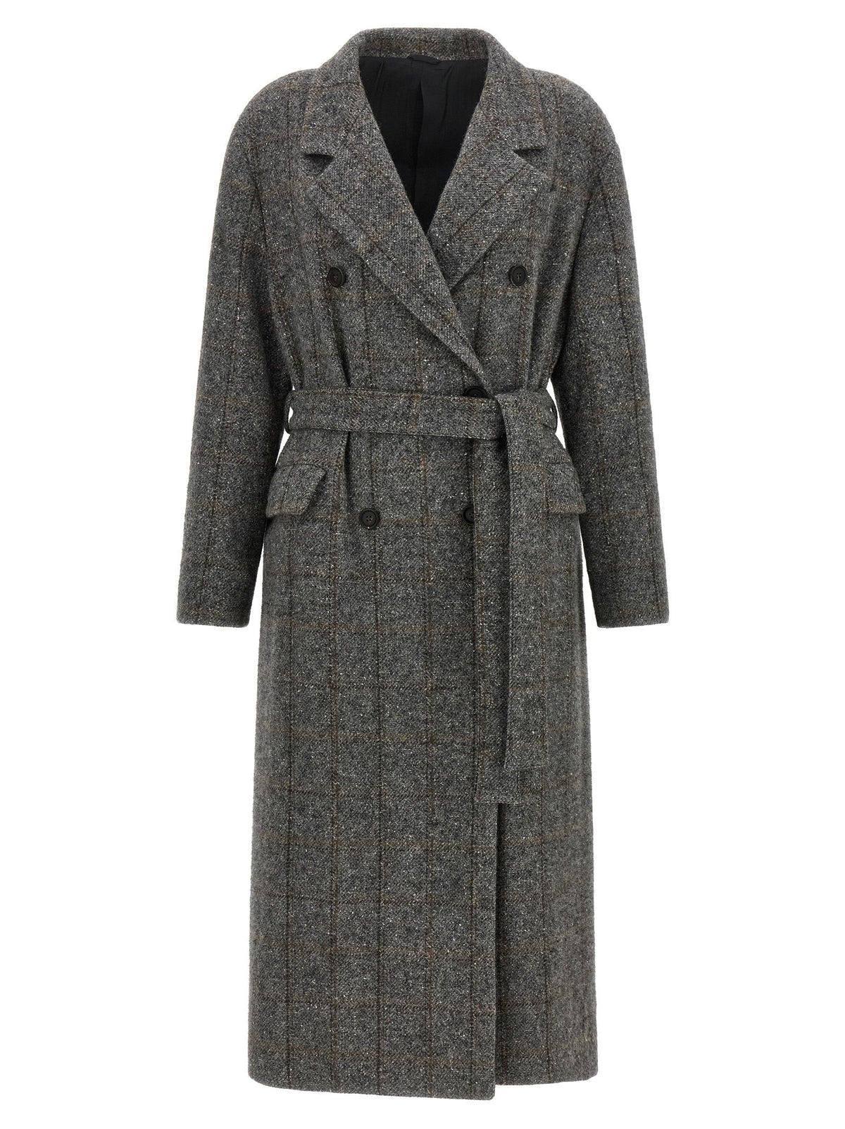 Brunello Cucinelli Gray Alpaca Leather Coat