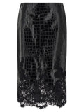 Ermanno Scervino Black Calfskin Midi Skirt