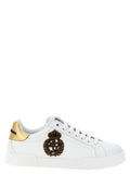 Dolce & Gabbana Gold Calfskin Low Top Sneakers