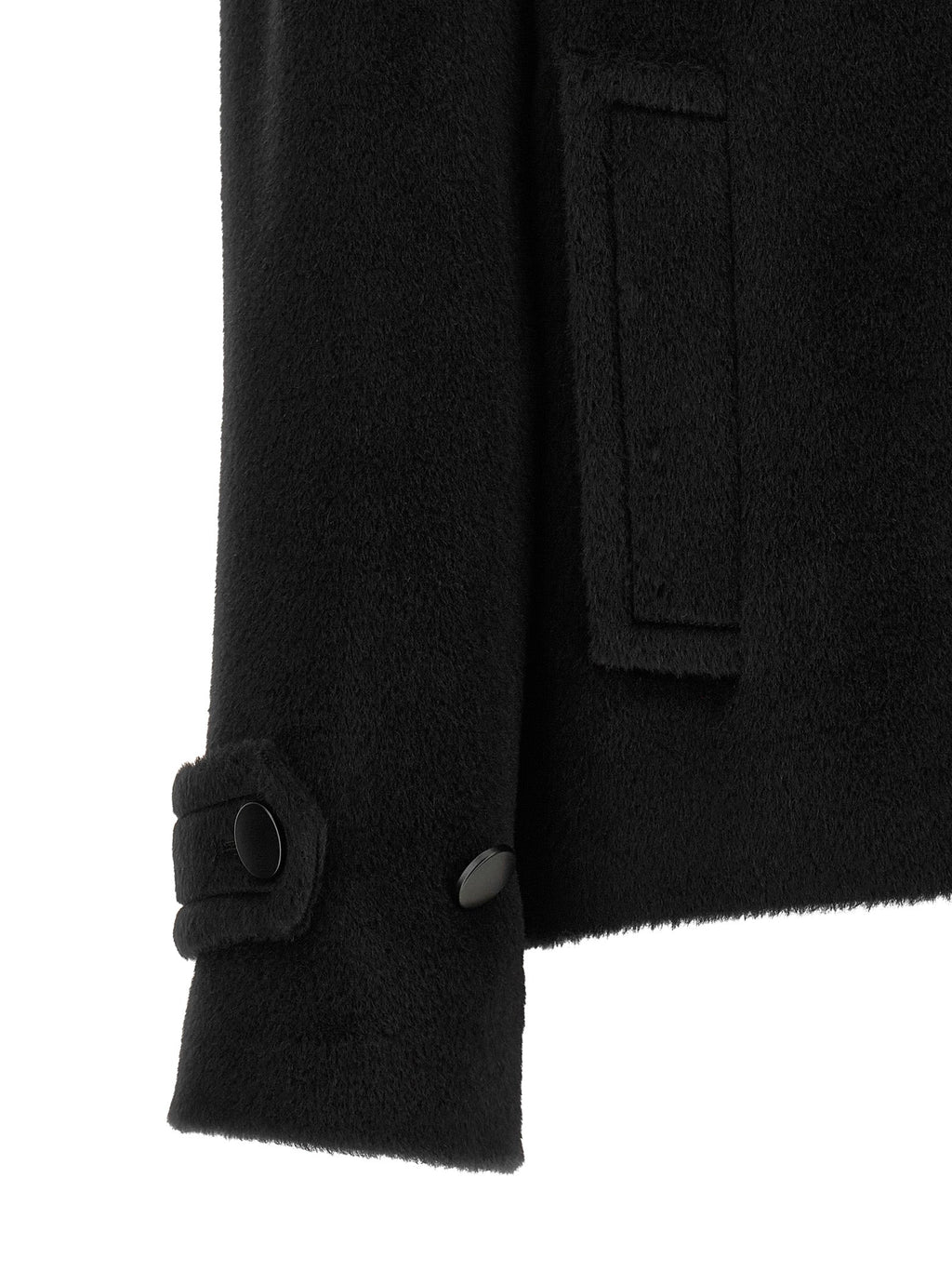 Tagliatore Black Alpaca Leather Coat