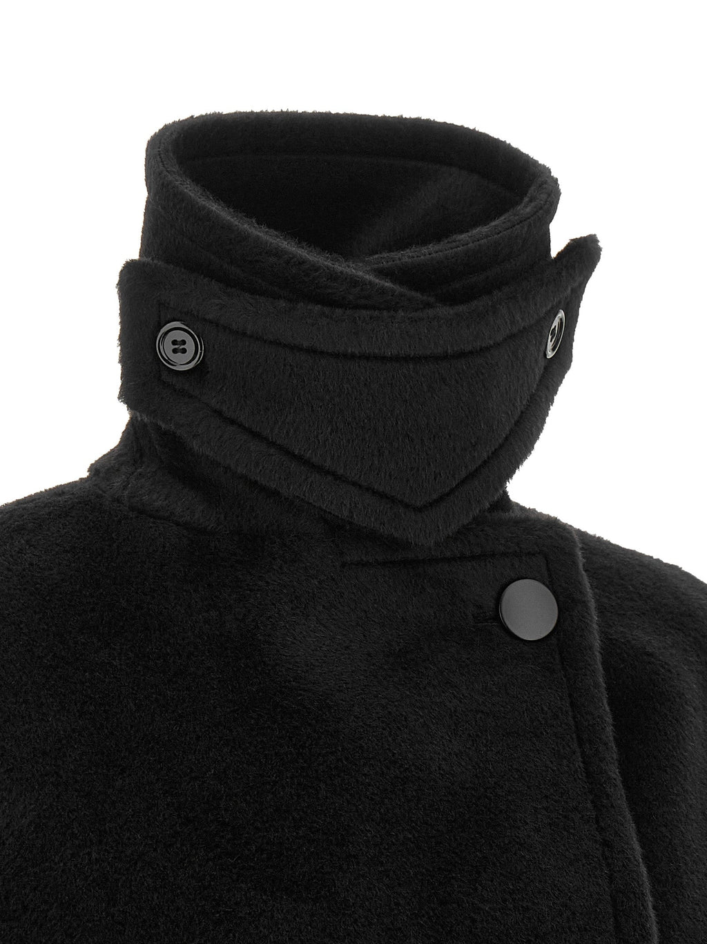 Tagliatore Black Alpaca Leather Coat