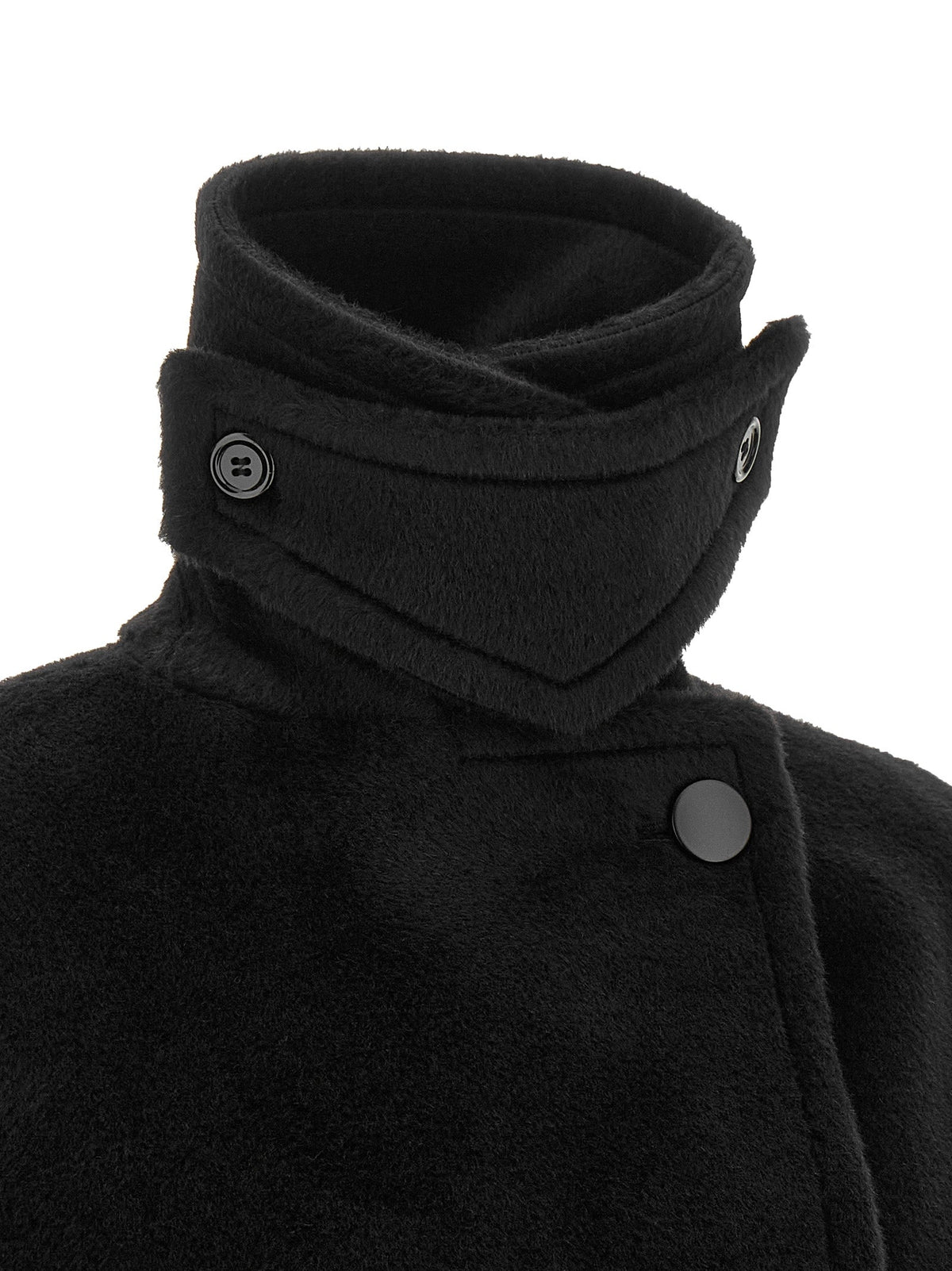 Tagliatore Black Alpaca Leather Coat