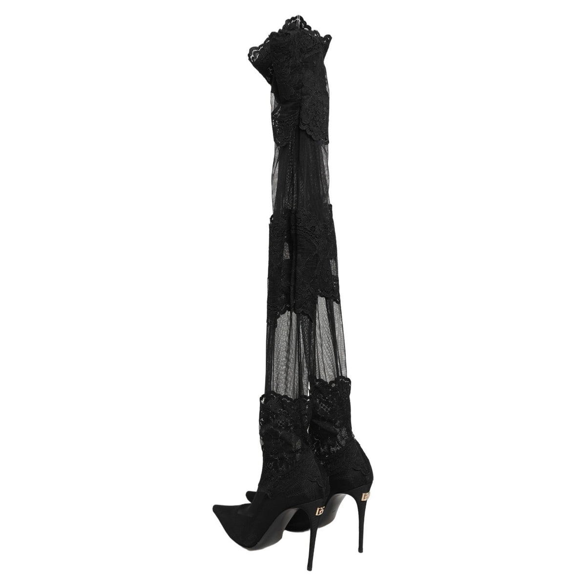 Dolce & Gabbana Black Over The Knee Sock Pumps Boots Shoes