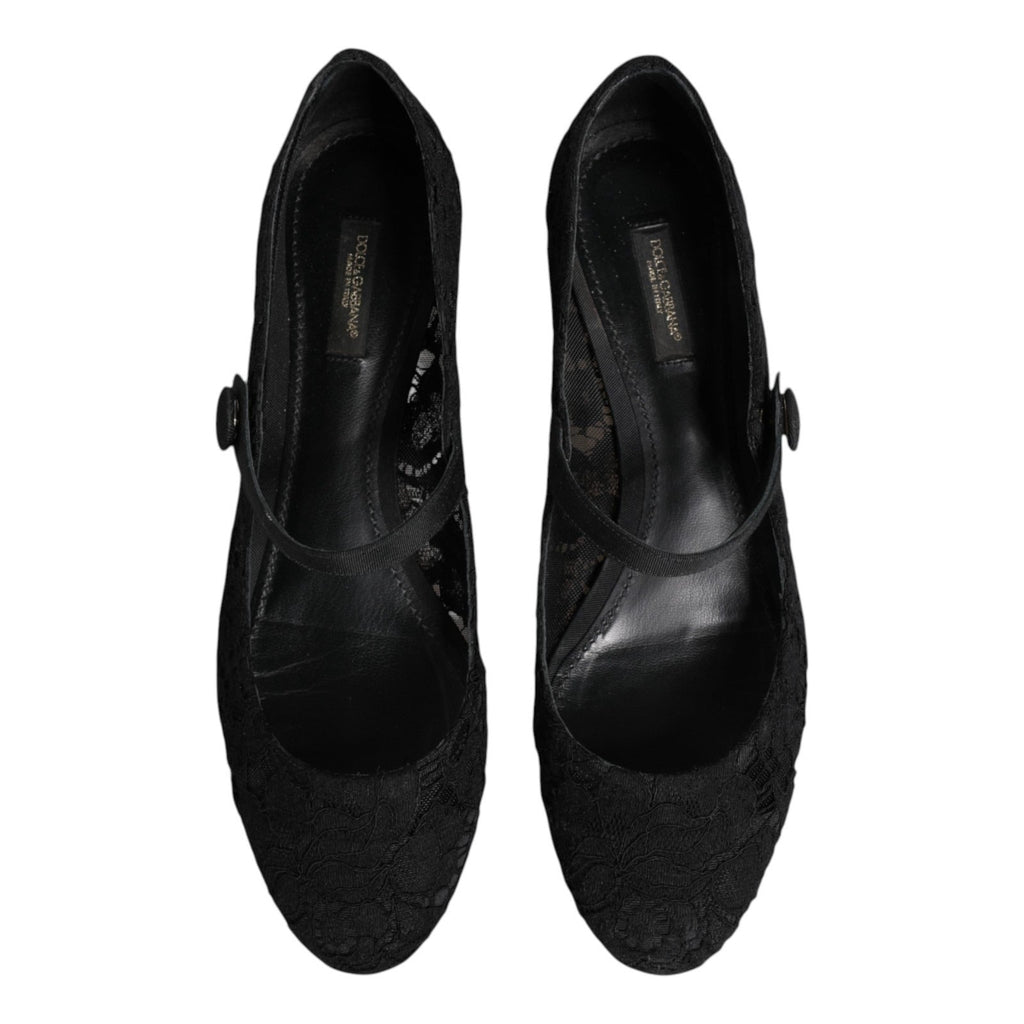 Dolce & Gabbana Black Vally Taormina Floral Lace Pumps Shoes