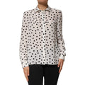 Dolce & Gabbana White Black Dotted Silk Long Sleeves Top