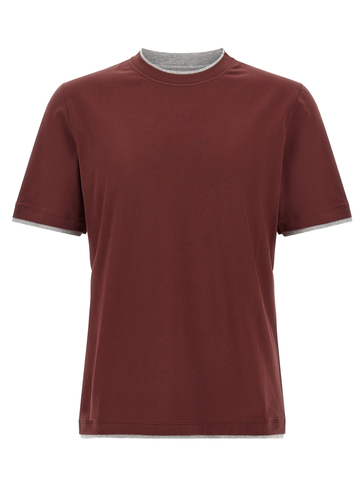 Brunello Cucinelli Bordeaux Cotton T-Shirt
