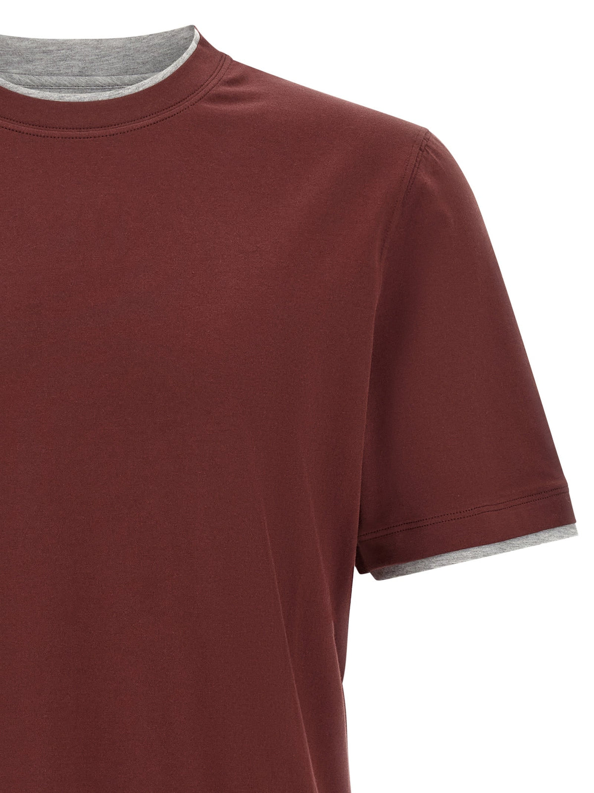 Brunello Cucinelli Bordeaux Cotton T-Shirt