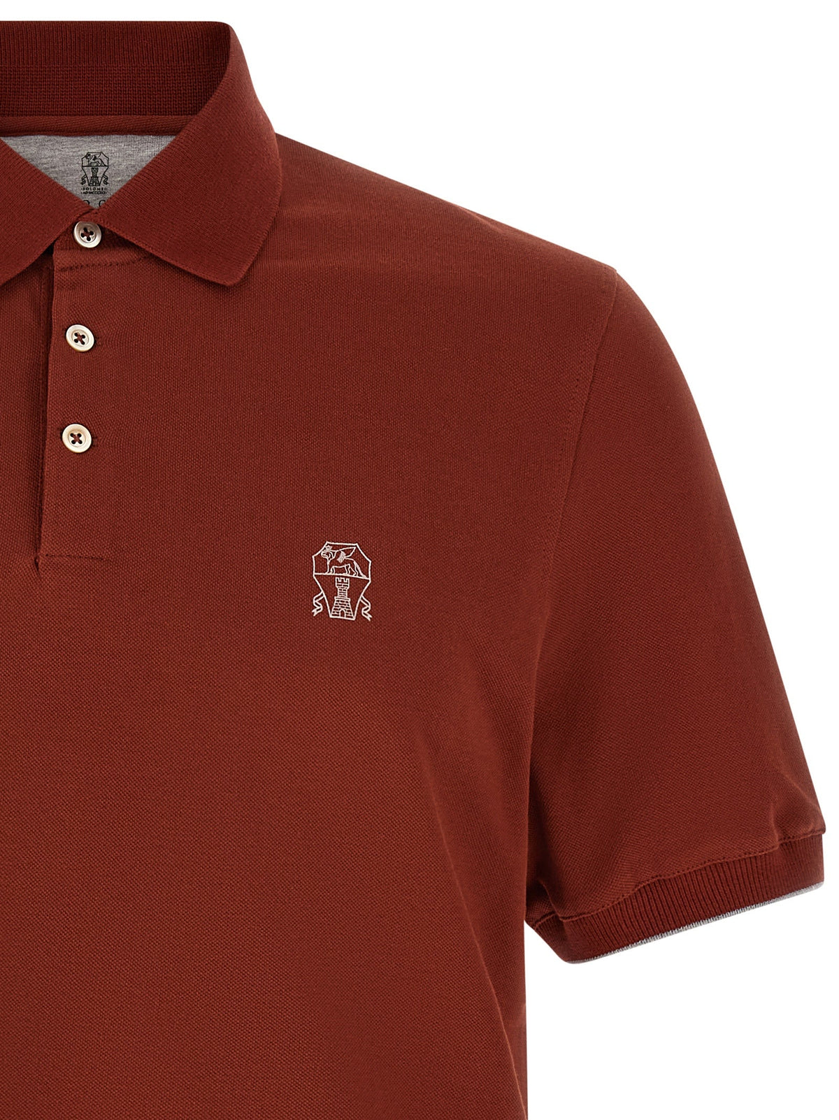 Brunello Cucinelli Red Cotton Polo Shirt