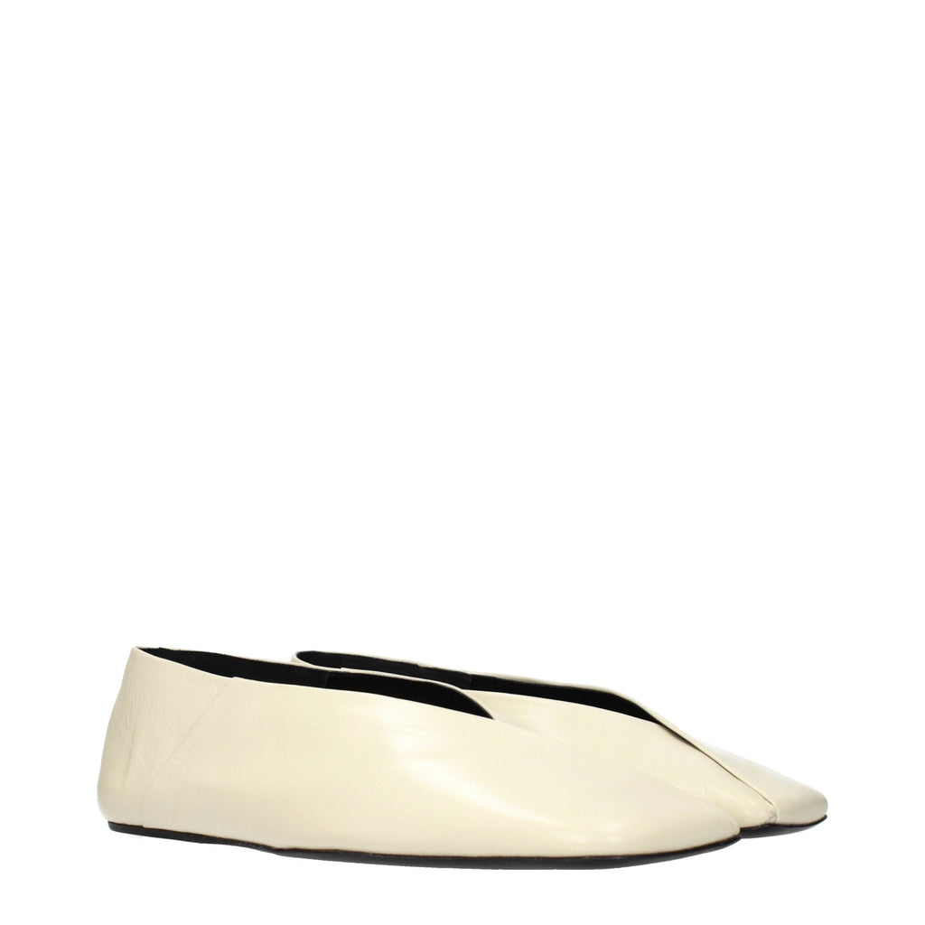 Jil Sander Beige Leather Ballet Flats