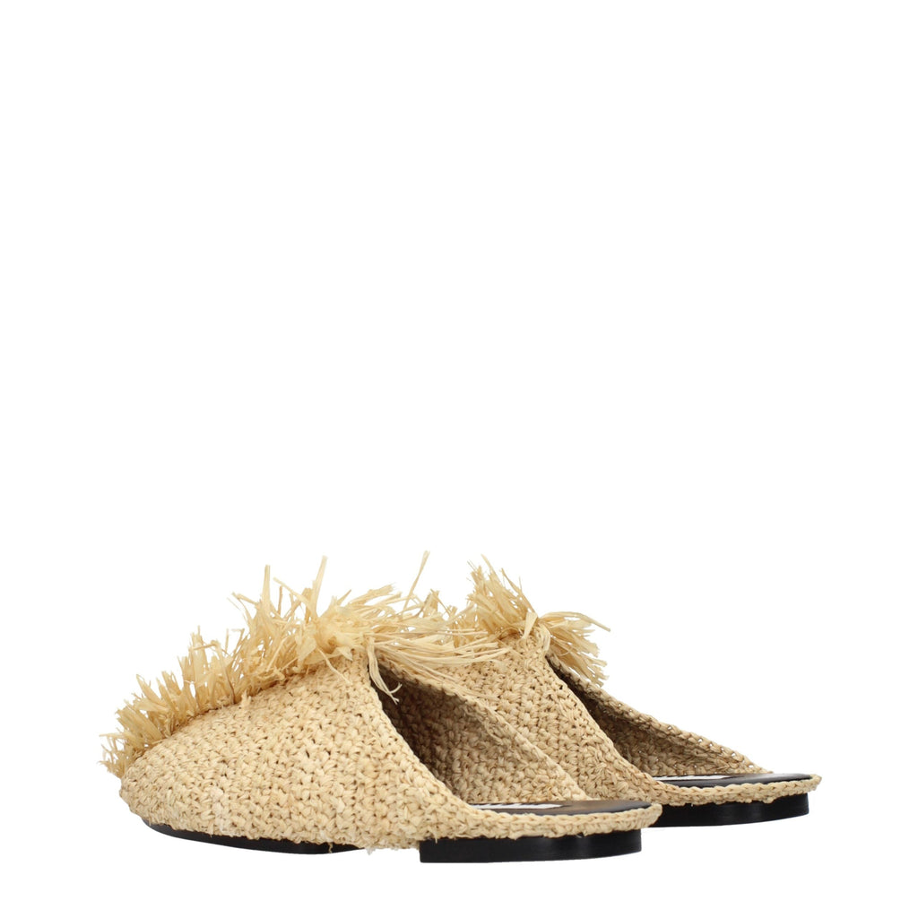 Jil Sander Beige Raffia Slippers