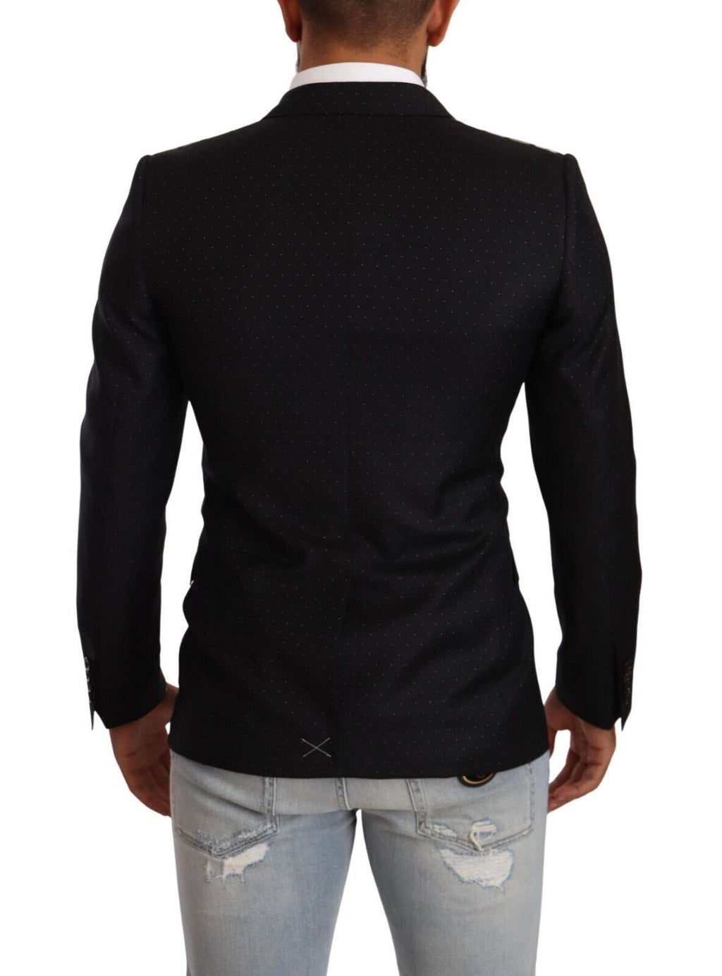 Dolce & Gabbana Dark Gray Dotted Double Breasted MARTINI Jacket