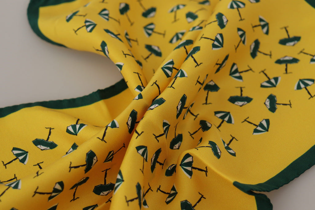Dolce & Gabbana Yellow Printed DG Logo Square Mens Handkerchief Scarf
