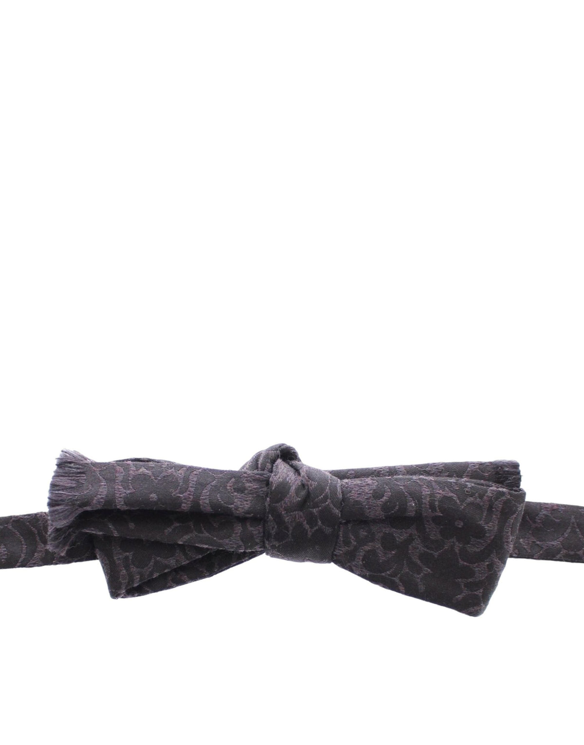 Dolce & Gabbana Dark Gray Wool Silk Brand Baroque Paisley Bow Tie Men