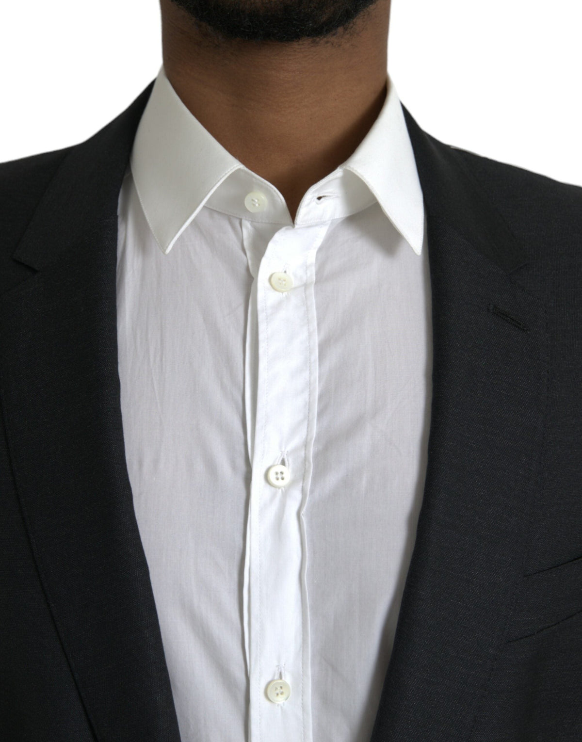 Dolce & Gabbana Dark Gray Wool Notch SingleBreasted Coat Blazer