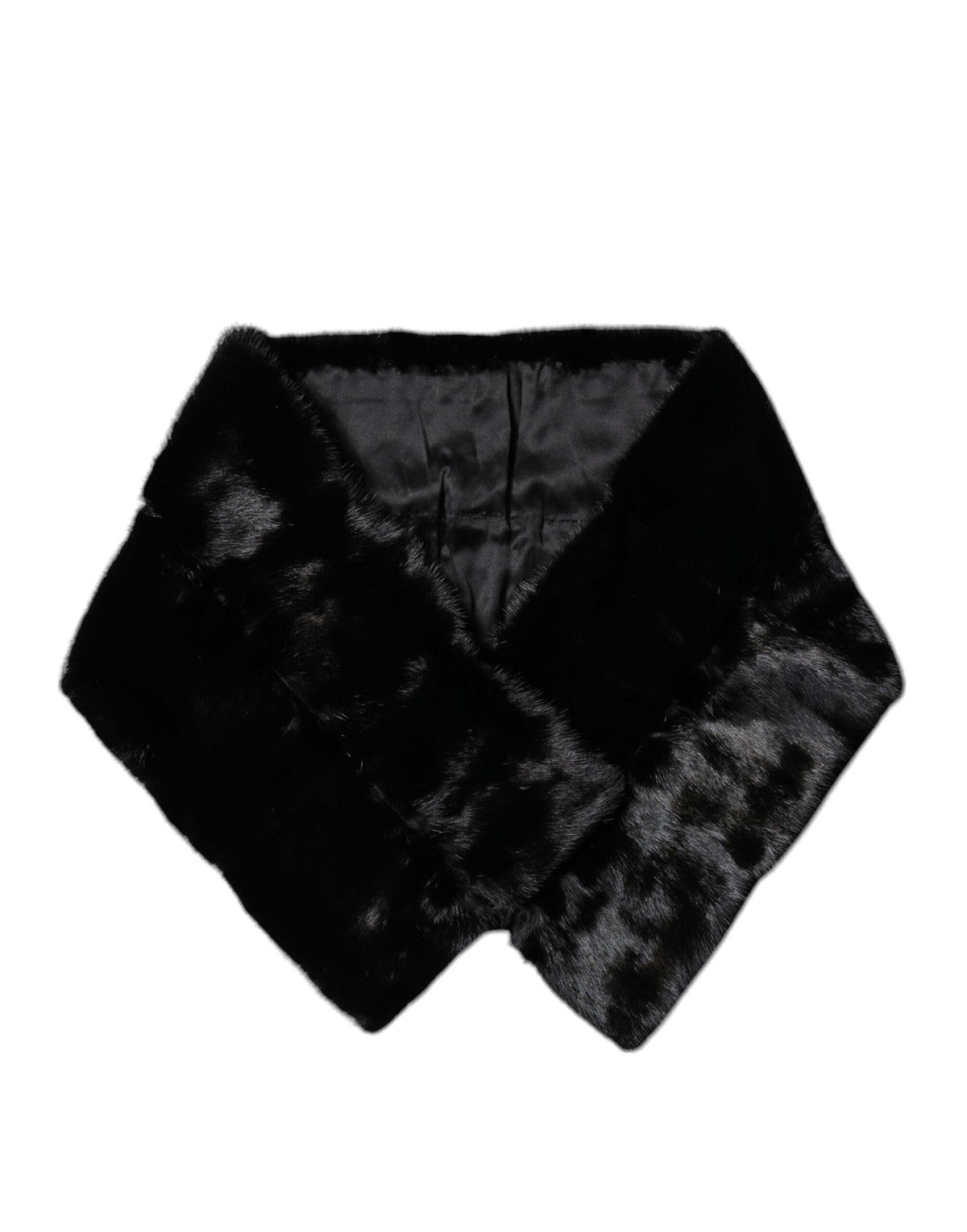 Dolce & Gabbana Black Fur Shawl Neck Wrap Cover Collar Scarf