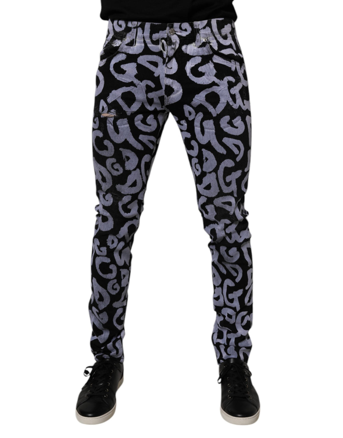 Dolce & Gabbana Black Logo Monogram Cotton Skinny Denim Jeans