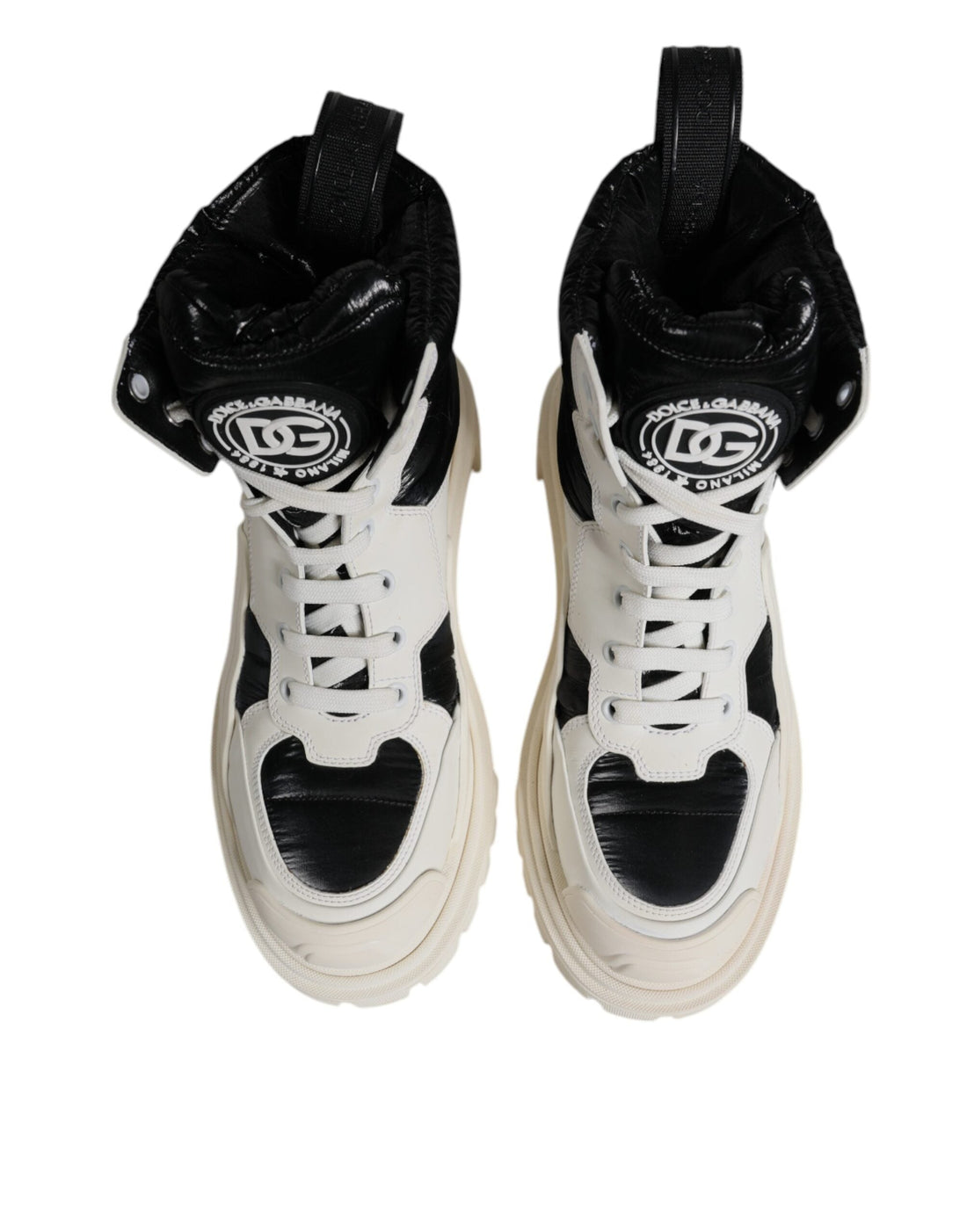 Dolce & Gabbana White Padded Mid Calf Lace Up Boots Shoes