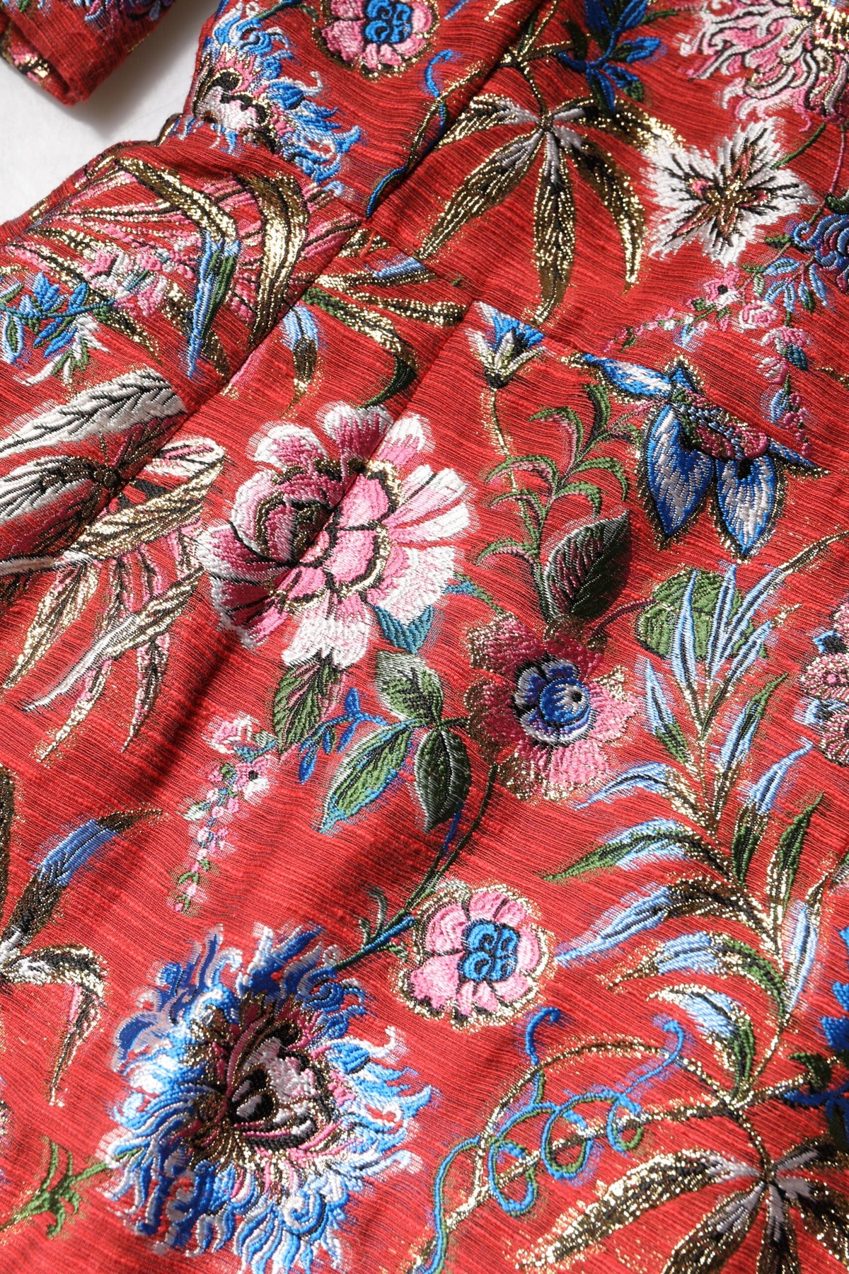 Dolce & Gabbana Red Floral Jacquard A-line Mini Dress