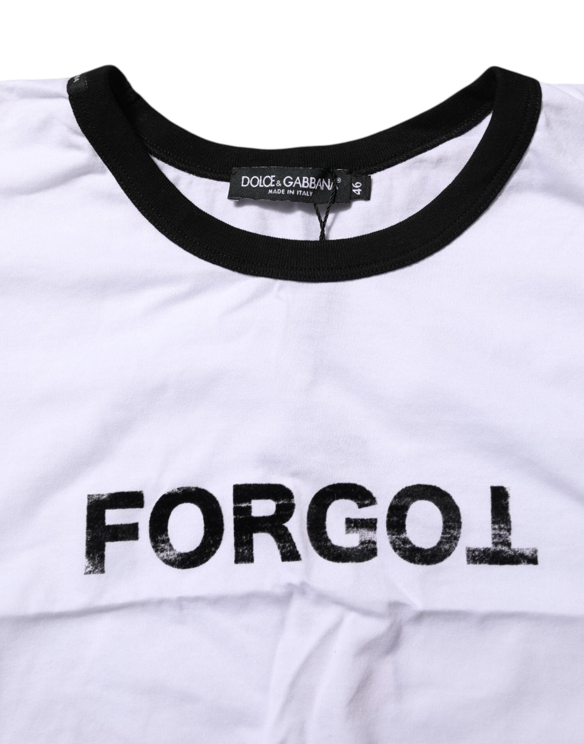 Dolce & Gabbana White Graphic Print Crew Neck Cropped T-shirt