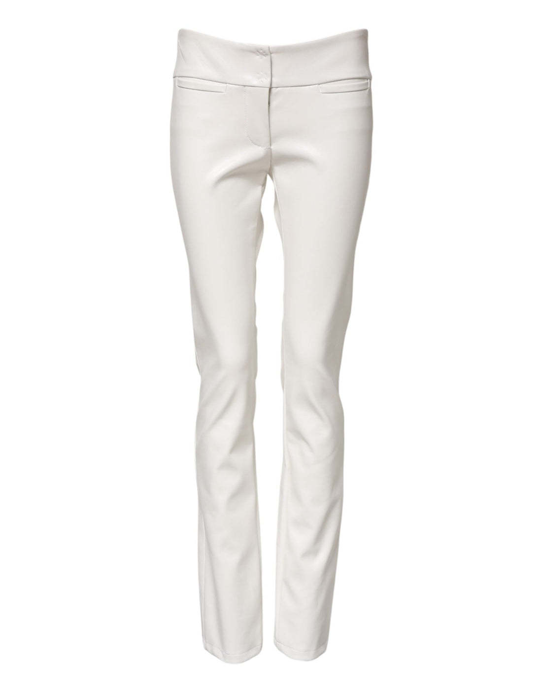 Dolce & Gabbana White Polyurethane High Waist Tapered Pants
