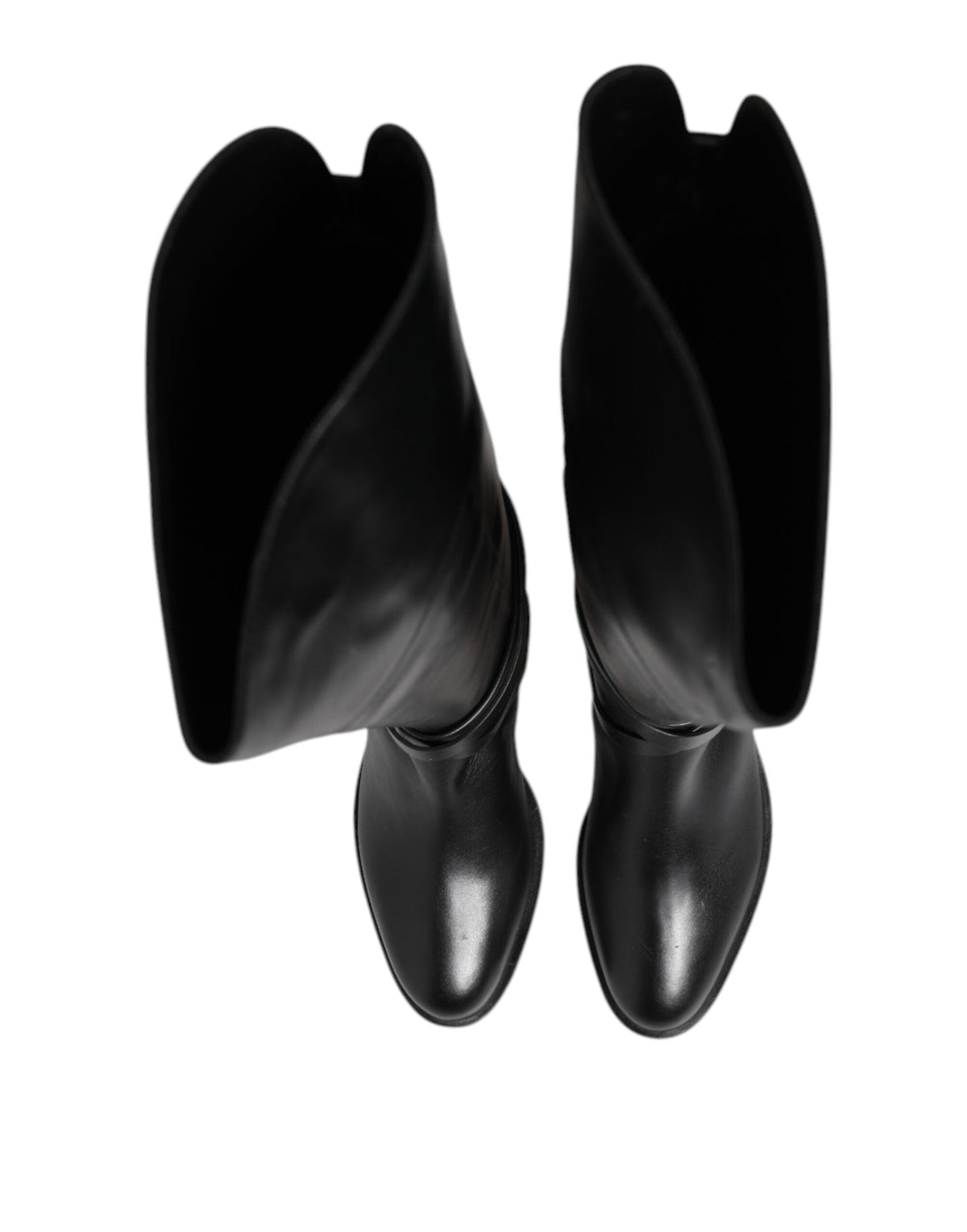 Elisabetta Franchi Black Leather Buckled High Boots Shoes