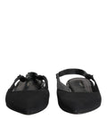 Dolce & Gabbana Black Crystal Charmeuse Slingback Shoes