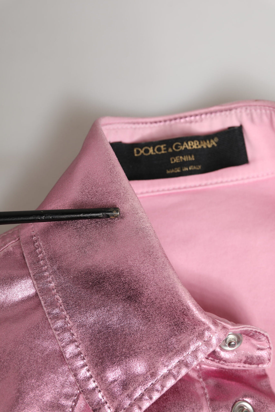 Dolce & Gabbana Pink Cotton Stretch Collared Cropped Jacket