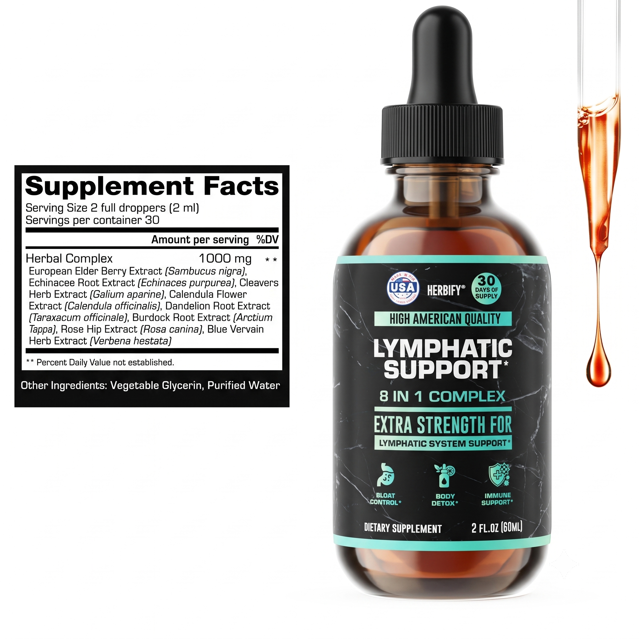 HERBIFY Lymphatic Drainage Drops Liver Detox Immune Support