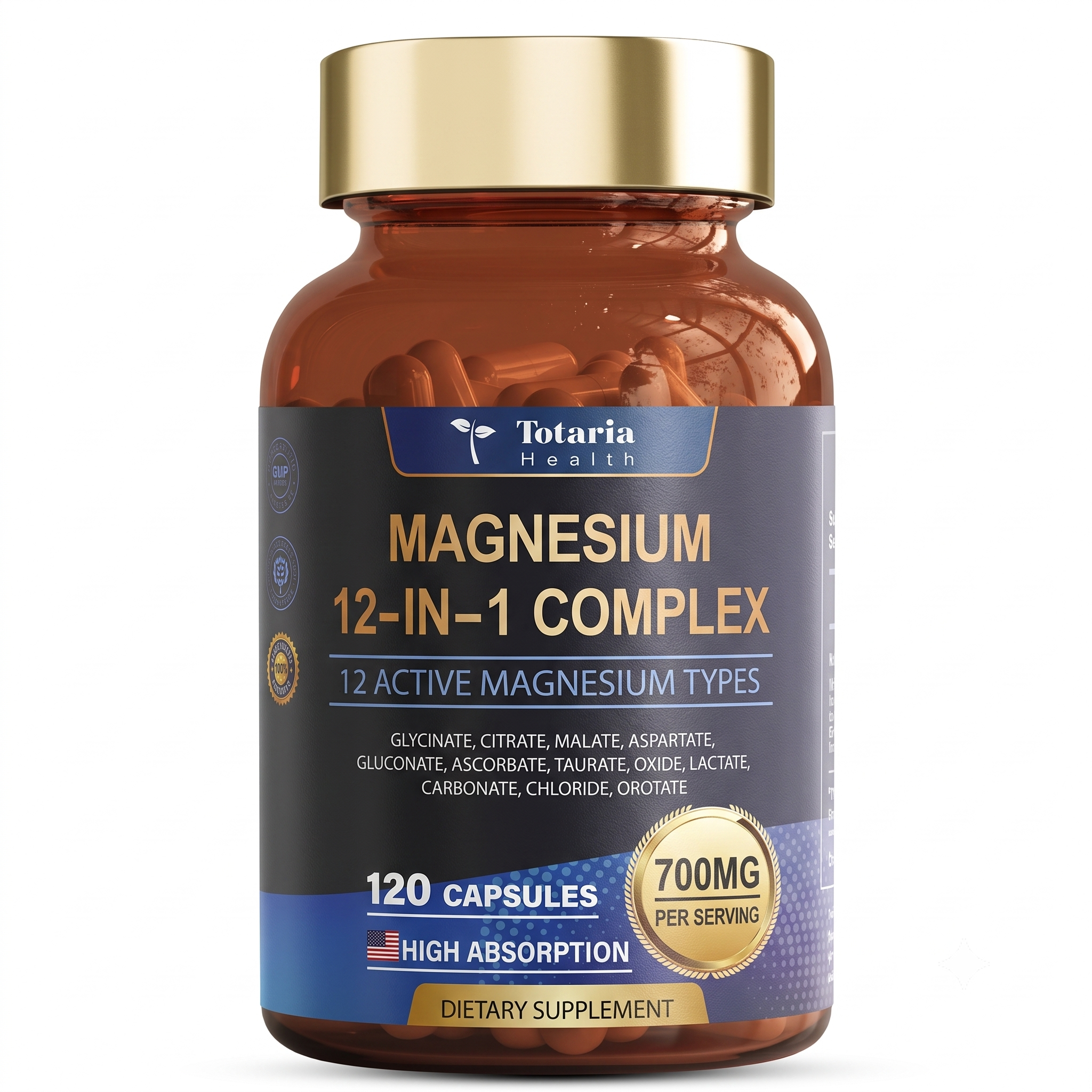 Totaria Magnesium Complex 700mg 12 in 1 Vegan 120 Capsules